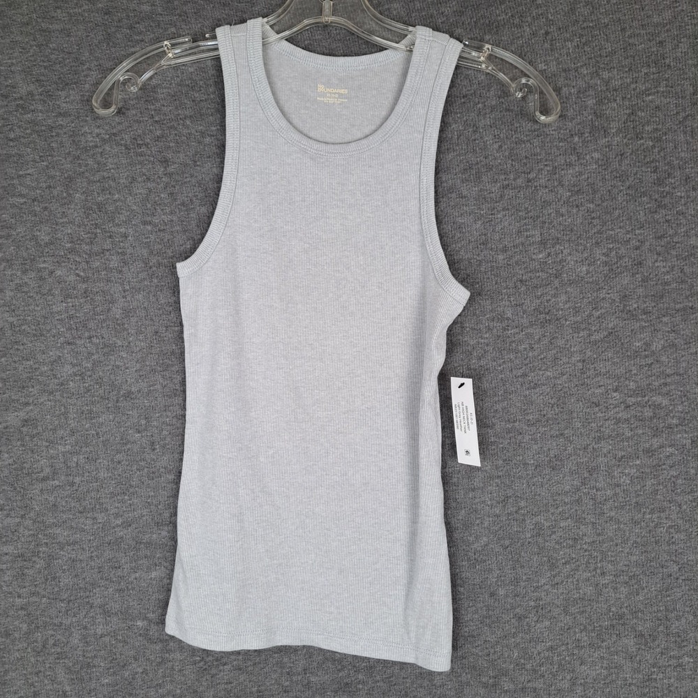 No Boundaries Ribbed High Neck Tank Top Gray Youth XS 0-2 NWT